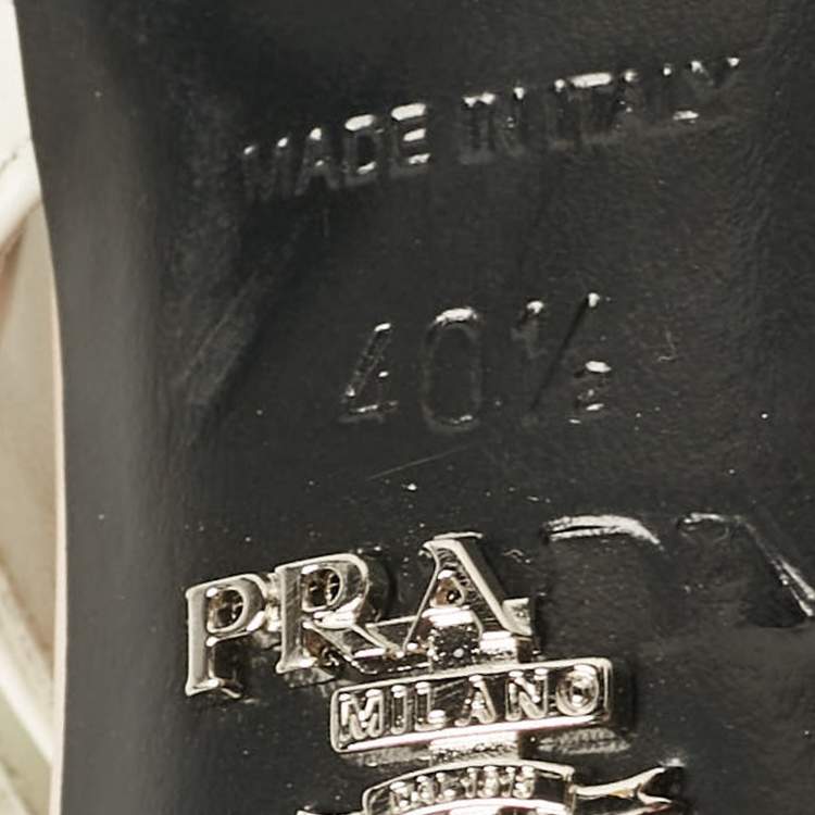 Pre Owned Prada Beige/White Leather Slingback Pumps Size 40.5