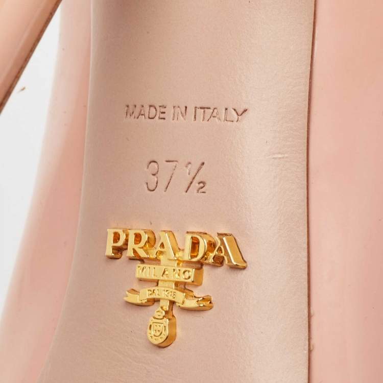 Pre Owned Prada Pink Patent Leather Peep Toe Platform Pumps Size 37.5