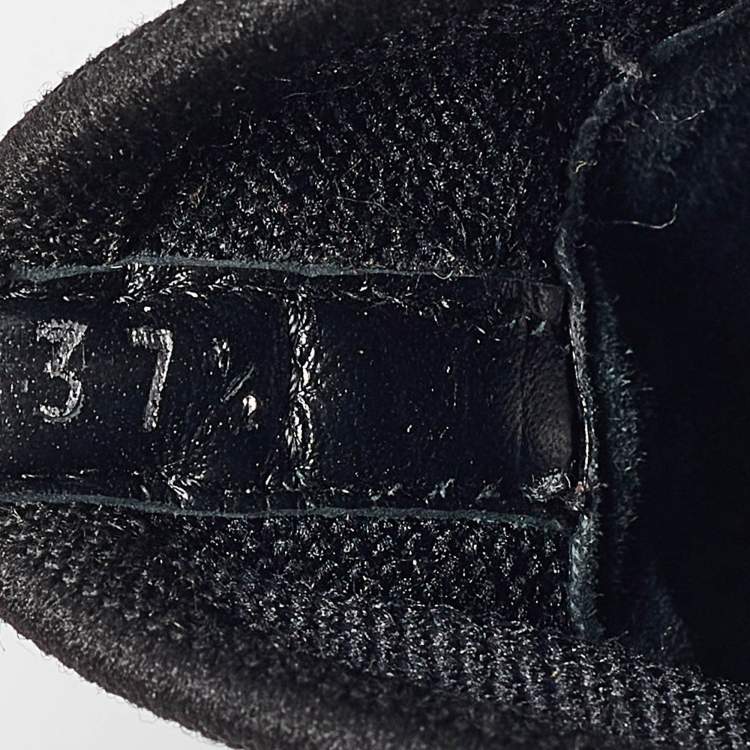 Pre Owned Prada Black/White Knit Fabric Lace Up Sneakers Size 37.5