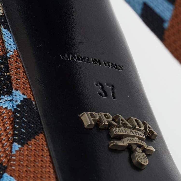 Pre Owned Prada Multicolor Fabric Mary Jane Pumps Size 37