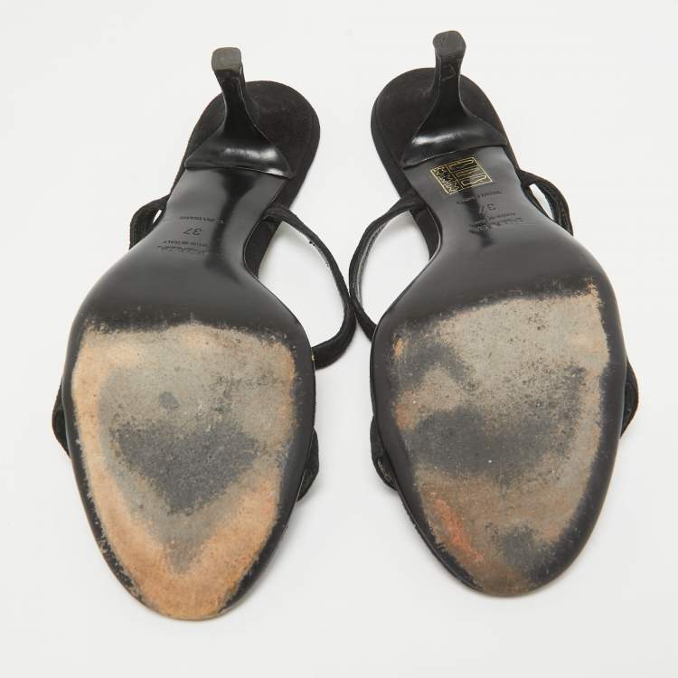 Pre Owned Prada Black Suede Slide Sandals Size 37