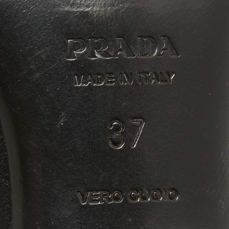 Pre Owned Prada Black Suede Slide Sandals Size 37