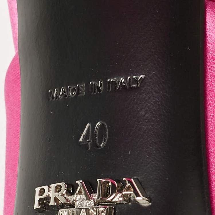 Pre Owned Prada Pink Satin Block Heel Slide Sandals Size 40