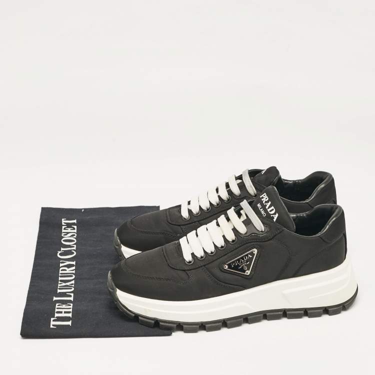 Pre Owned Prada Black Nylon Prax 01 Lace Up Sneakers Size 37