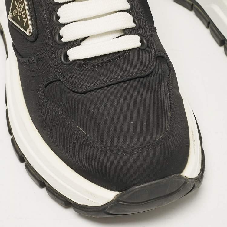Pre Owned Prada Black Nylon Prax 01 Lace Up Sneakers Size 37