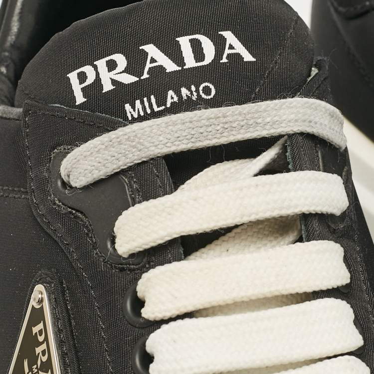 Pre Owned Prada Black Nylon Prax 01 Lace Up Sneakers Size 37