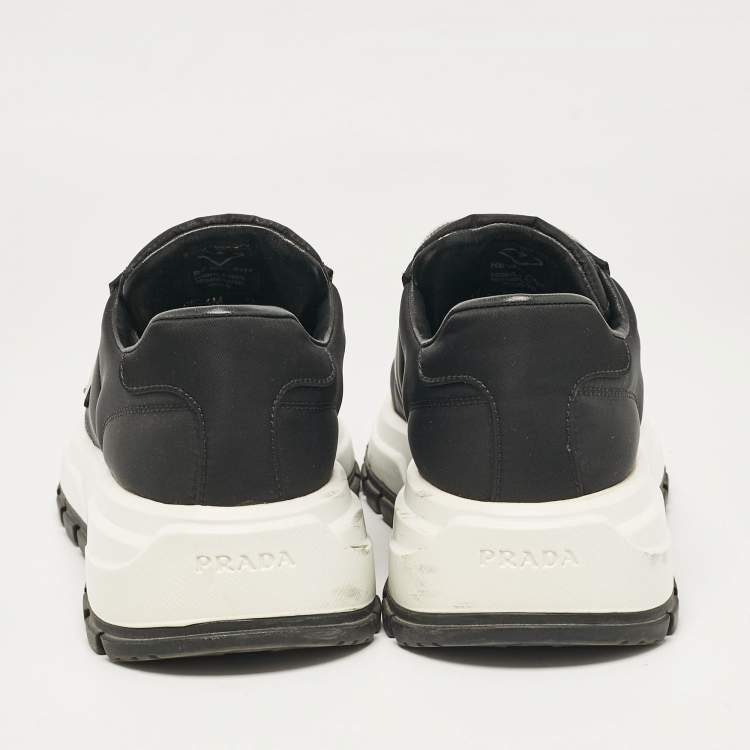 Pre Owned Prada Black Nylon Prax 01 Lace Up Sneakers Size 37