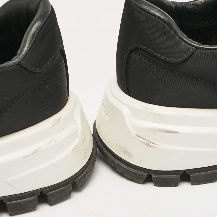 Pre Owned Prada Black Nylon Prax 01 Lace Up Sneakers Size 37
