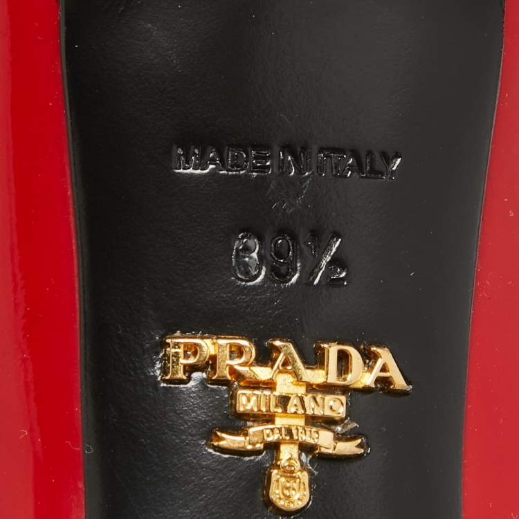 Pre Owned Prada Red Patent Leather Pointed Toe Pumps Size 39.5