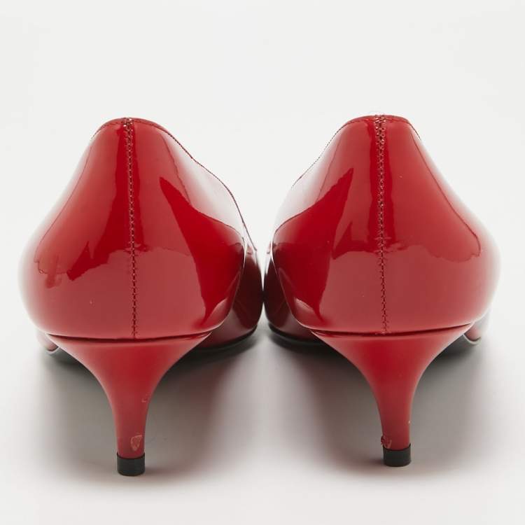 Pre Owned Prada Red Patent Leather Pointed Toe Pumps Size 39.5