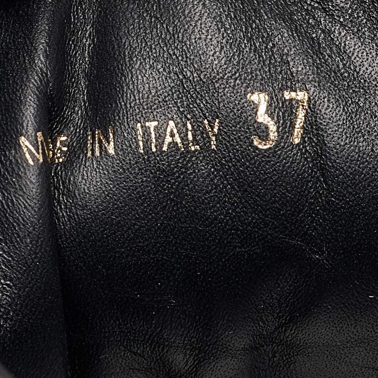 Pre Owned Prada Black Leather Lace Up Combat Boots Size 37