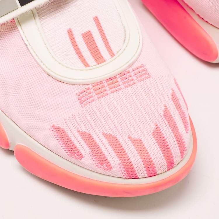 Pre Owned Prada Neon Pink Fabric Cloudbust Sneakers Size 37