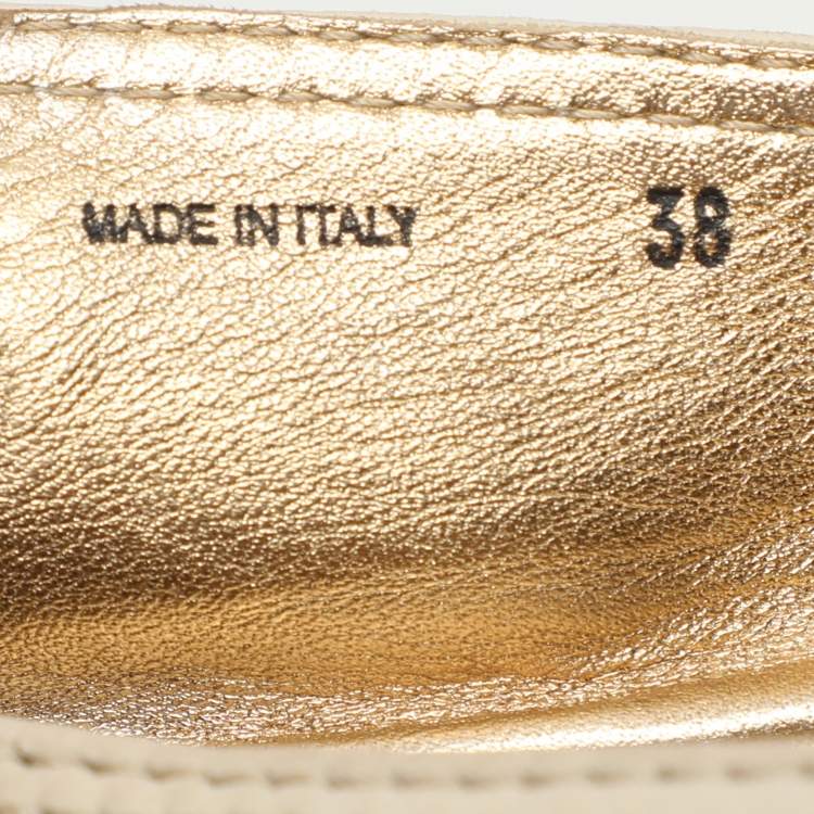 Pre Owned Prada Cream Leather Bow Espadrille Flats Size 38
