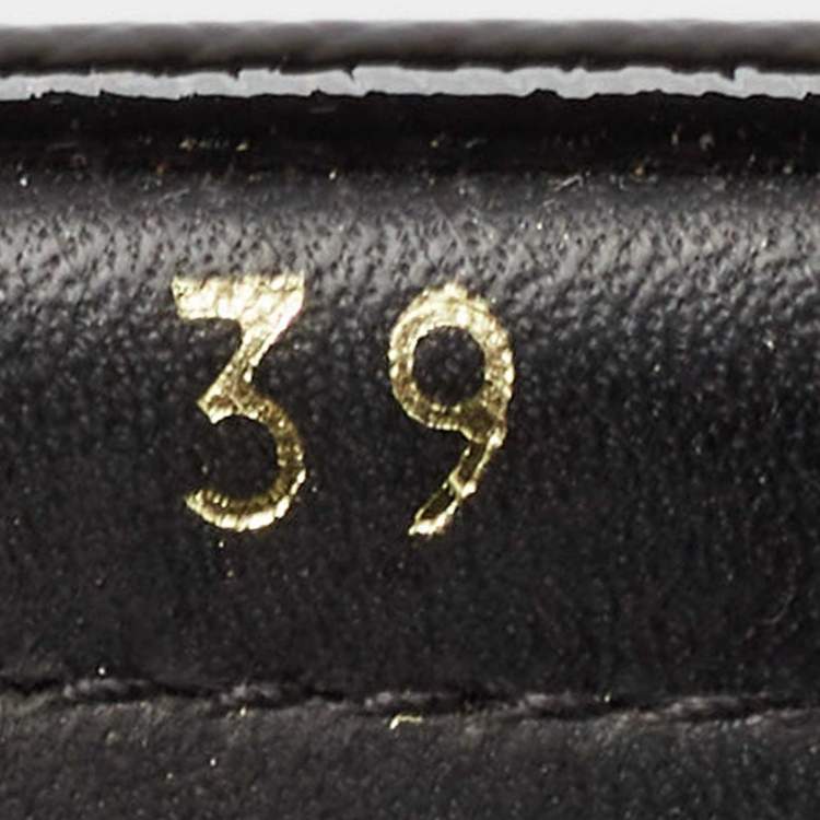 Pre Owned Prada Black Patent Leather Bow Smoking Slippers Size 39