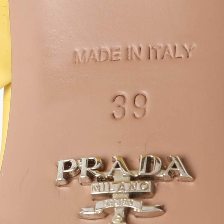 Pre Owned Prada Yellow Patent Leather Platform Slide Sandals Size 39