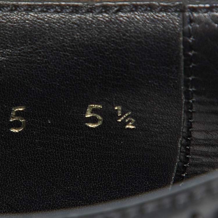 Pre Owned Prada Black Leather Brogue Wingtip Espadrille Platform Derby Size 38.5
