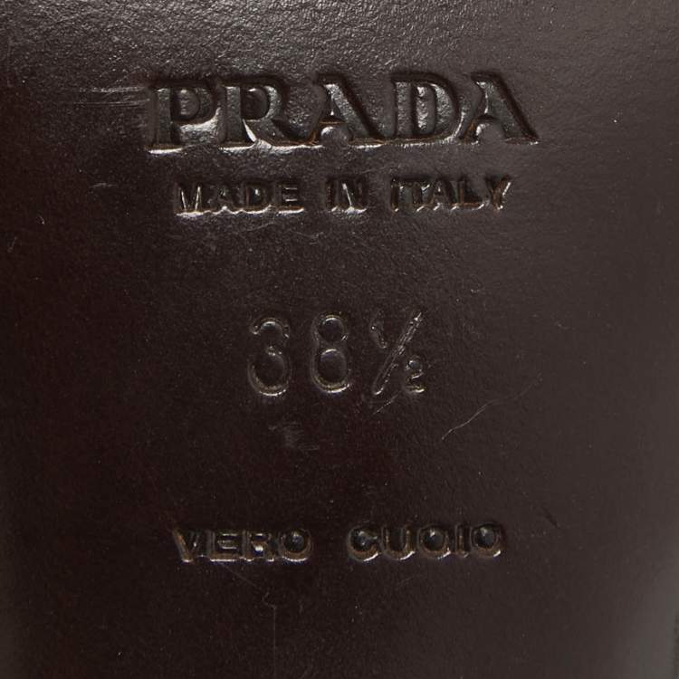 Pre Owned Prada Brown Satin Slide Sandals Size 38.5