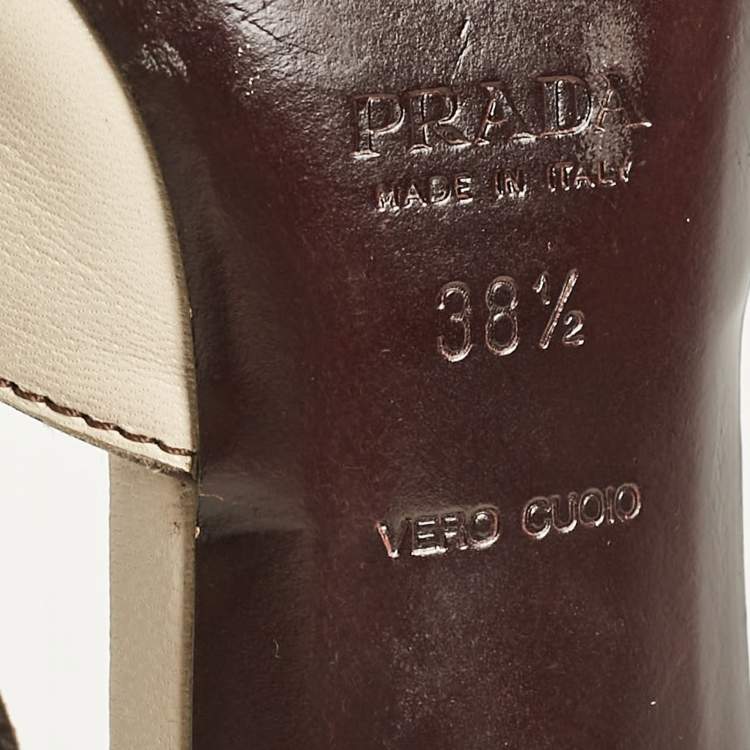 Pre Owned Prada Brown/Beige Leather Slingback Pumps Size 38.5