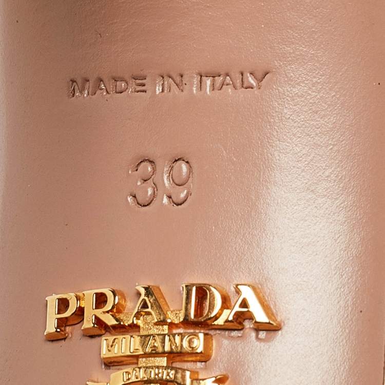 Pre Owned Prada Gold Leather Platform Ankle Strap Sandals Size 39