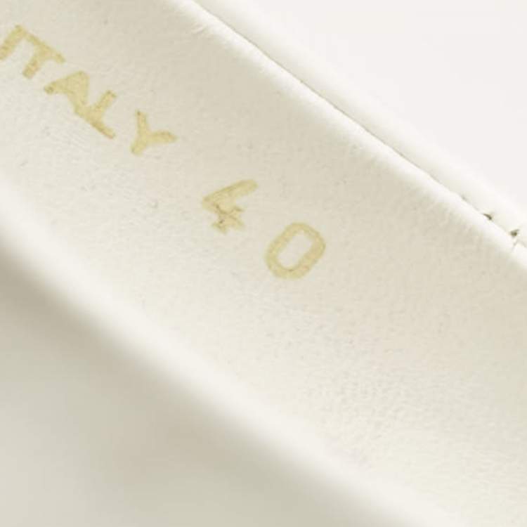 Pre Owned Prada White Leather Bow Slingback Pumps Size 40