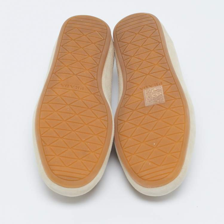Pre Owned Prada Beige Suede Smoking Slippers Size 36