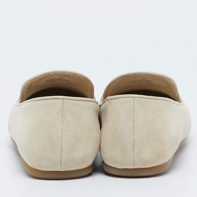 Pre Owned Prada Beige Suede Smoking Slippers Size 36