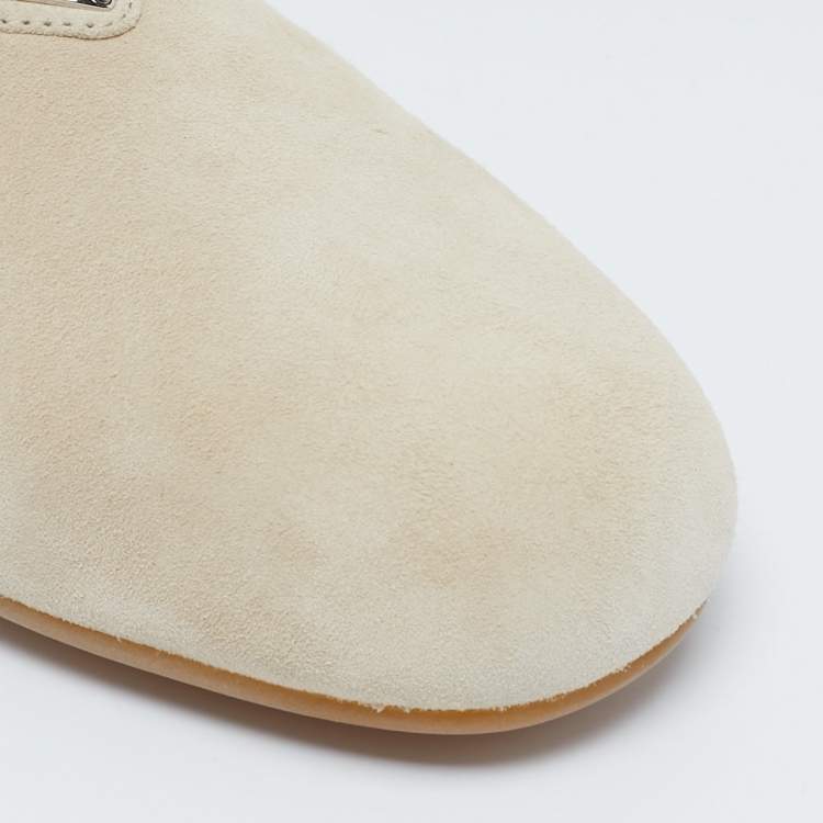 Pre Owned Prada Beige Suede Smoking Slippers Size 36