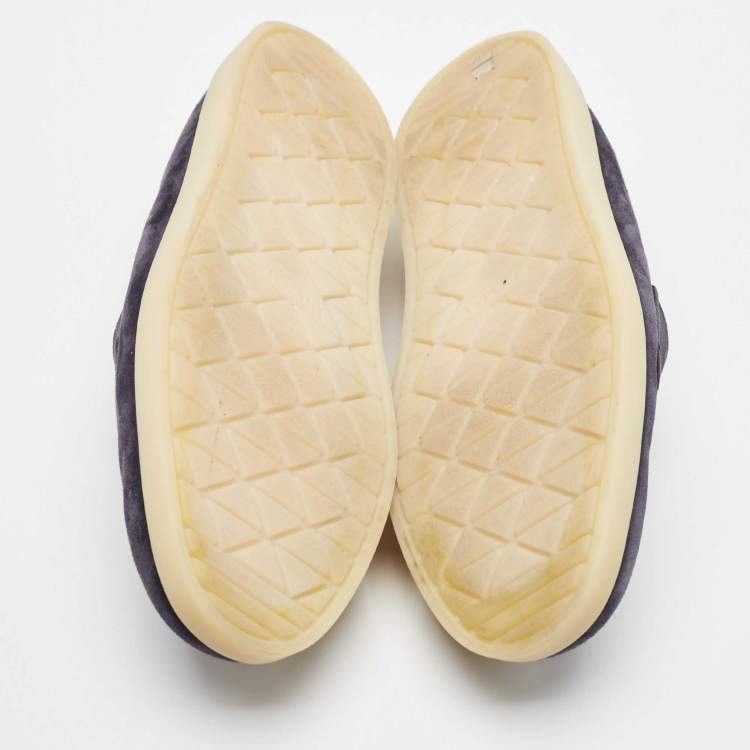 مملوكة مسبقًا Prada Navy Blue Suede Slip On Loafers Size 37.5