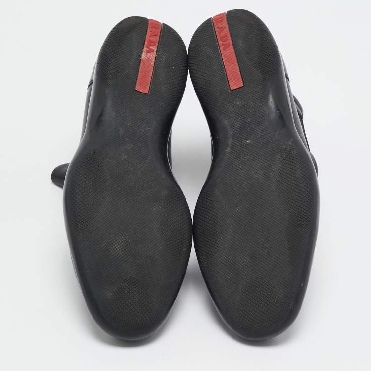 Pre Owned Prada Black Leather Ankle Length Chelsea Boots Size 37