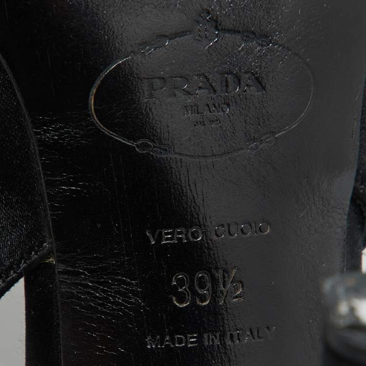 Pre Owned Prada Black Satin Beaded Accents Slingback Pumps Size 39.5