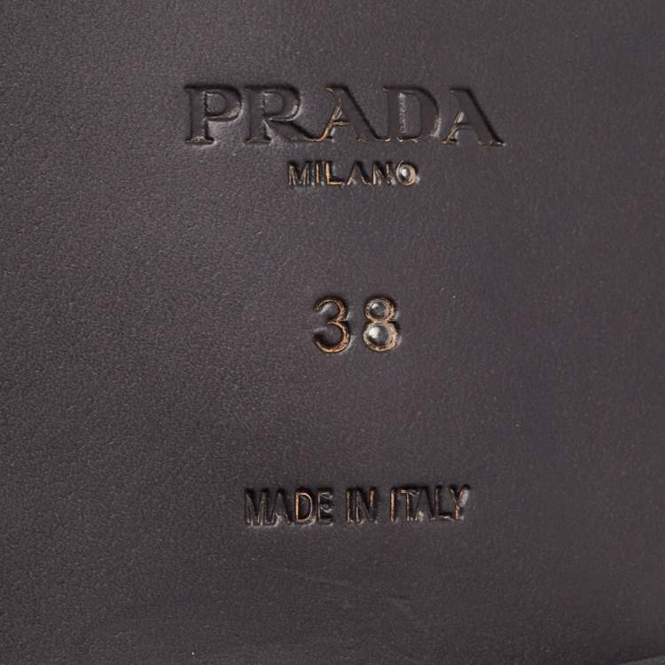 Pre Owned Prada Black Brushed Leather Slip On Loafers Size 38