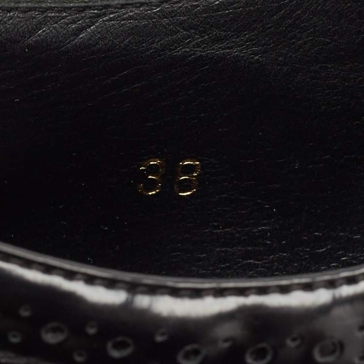 Pre Owned Prada Black Brogue Patent Leather Platform Derby Sneakers Size 38