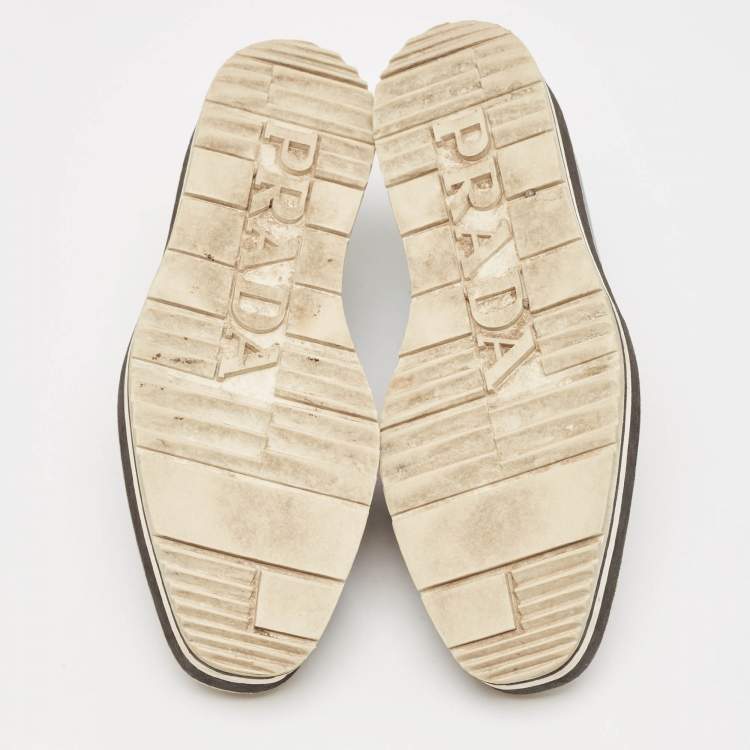 Pre Owned Prada Black Brogue Patent Leather Platform Derby Sneakers Size 38