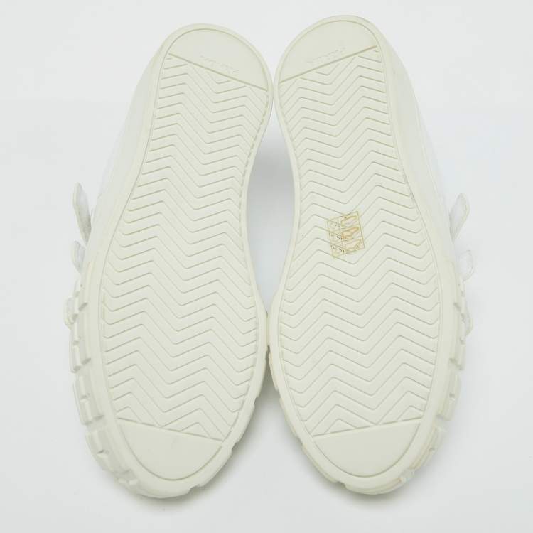Pre Owned Prada White Leather Velcro Strap Low Top Sneakers Size 37.5