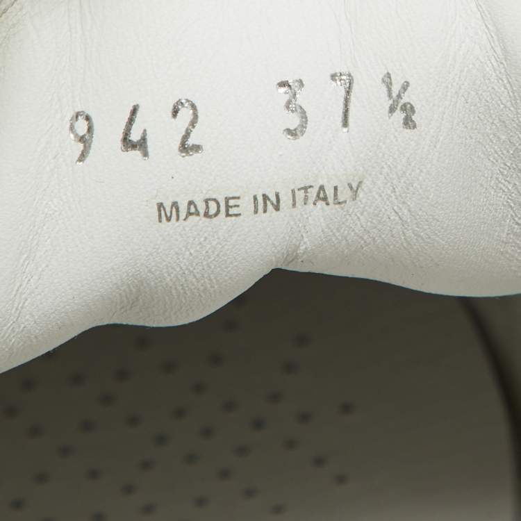 Pre Owned Prada White Leather Velcro Strap Low Top Sneakers Size 37.5