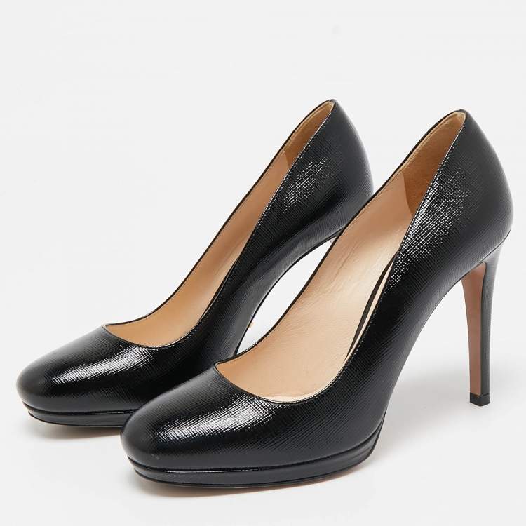 Pre Owned Prada Black Patent Leather Platform Pumps Size 36