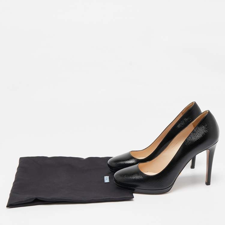Pre Owned Prada Black Patent Leather Platform Pumps Size 36
