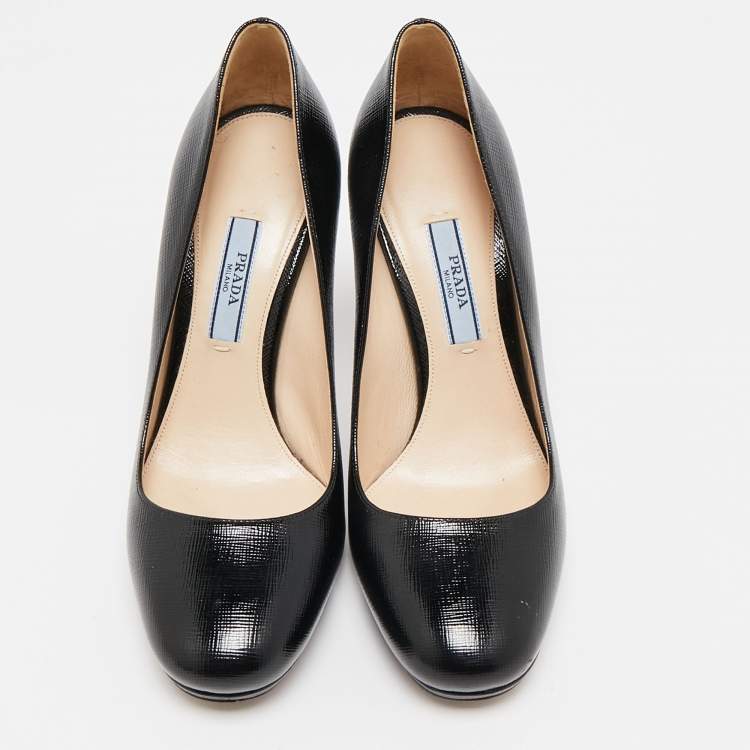 Pre Owned Prada Black Patent Leather Platform Pumps Size 36