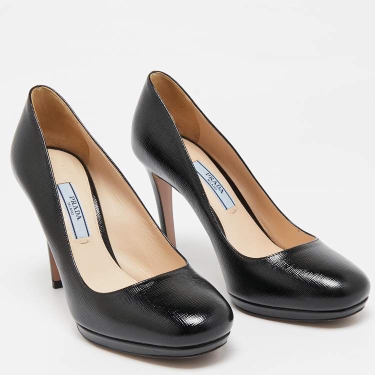 Pre Owned Prada Black Patent Leather Platform Pumps Size 36