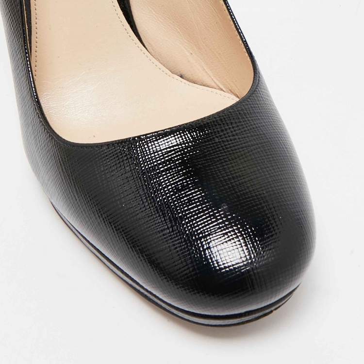 Pre Owned Prada Black Patent Leather Platform Pumps Size 36