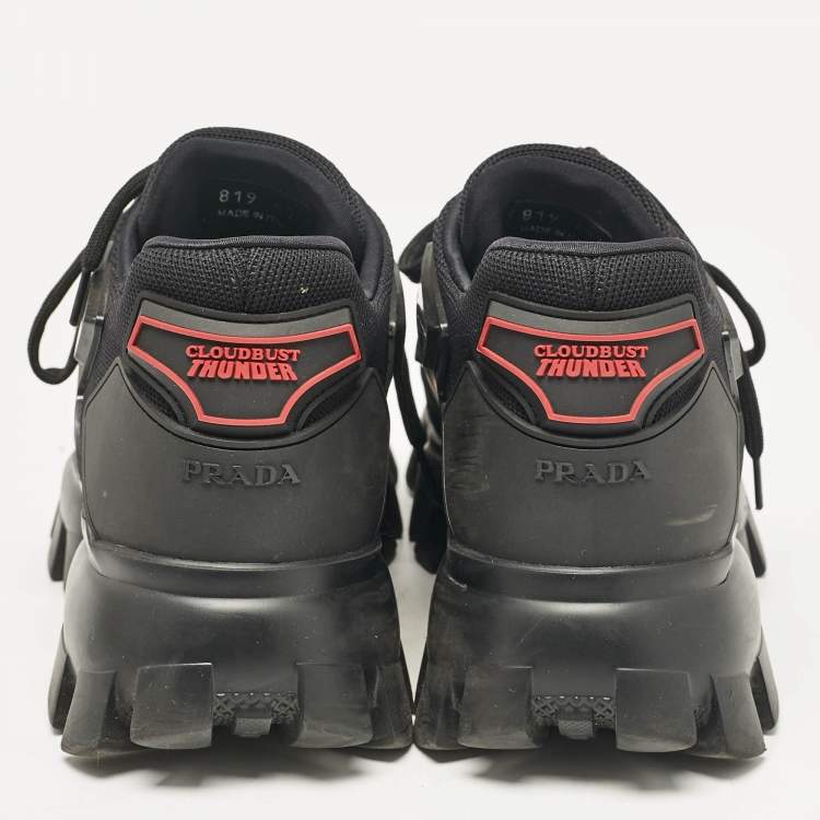 Pre Owned Prada Black Mesh and Rubber Cloudbust Thunder Low Top Sneakers Size 40