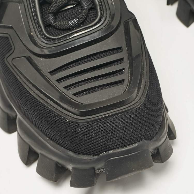 Pre Owned Prada Black Mesh and Rubber Cloudbust Thunder Low Top Sneakers Size 40