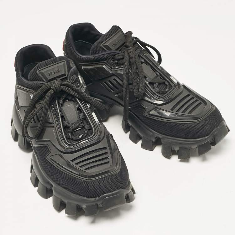 Pre Owned Prada Black Mesh and Rubber Cloudbust Thunder Low Top Sneakers Size 40