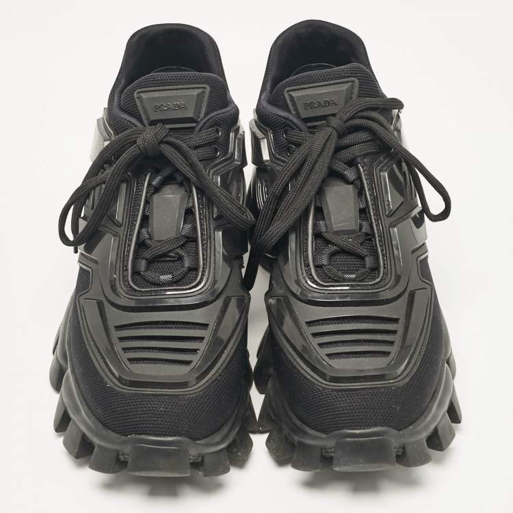Pre Owned Prada Black Mesh and Rubber Cloudbust Thunder Low Top Sneakers Size 40