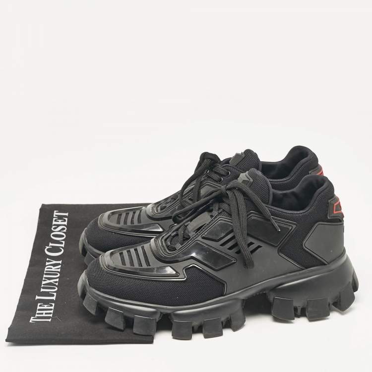 Pre Owned Prada Black Mesh and Rubber Cloudbust Thunder Low Top Sneakers Size 40