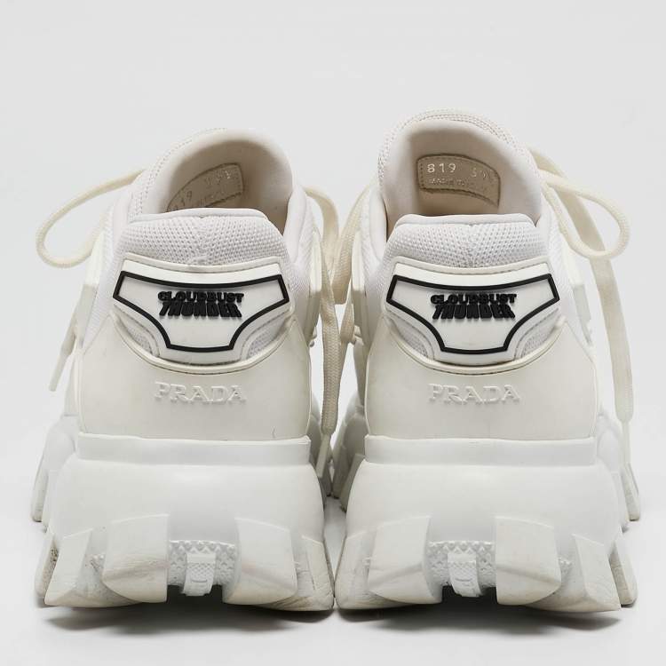 Pre Owned Prada White Fabric and Rubber Cloudbust Thunder Low Top Sneakers Size 39.5
