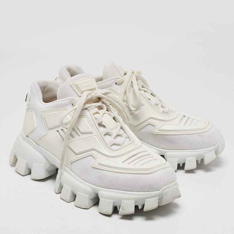 Pre Owned Prada White Fabric and Rubber Cloudbust Thunder Low Top Sneakers Size 39.5