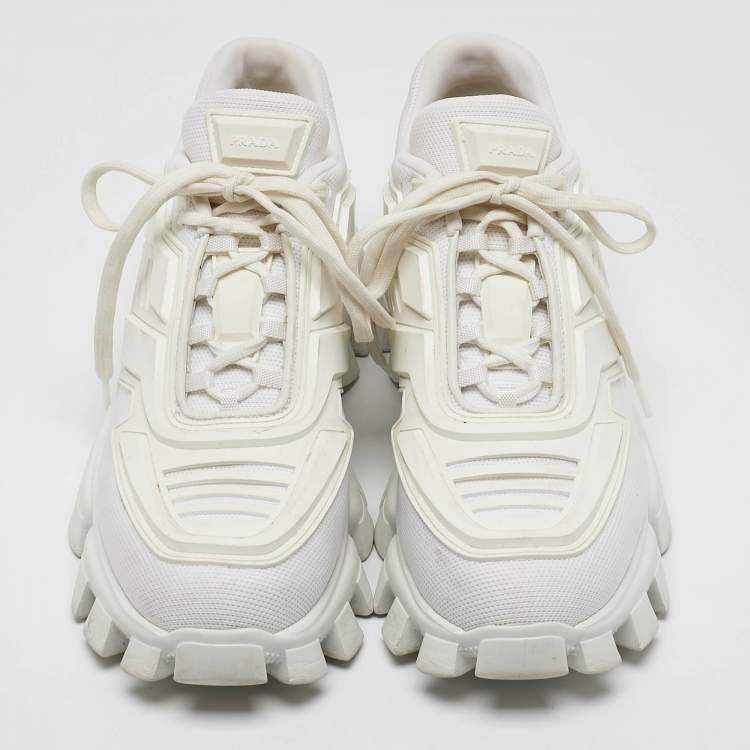Pre Owned Prada White Fabric and Rubber Cloudbust Thunder Low Top Sneakers Size 39.5
