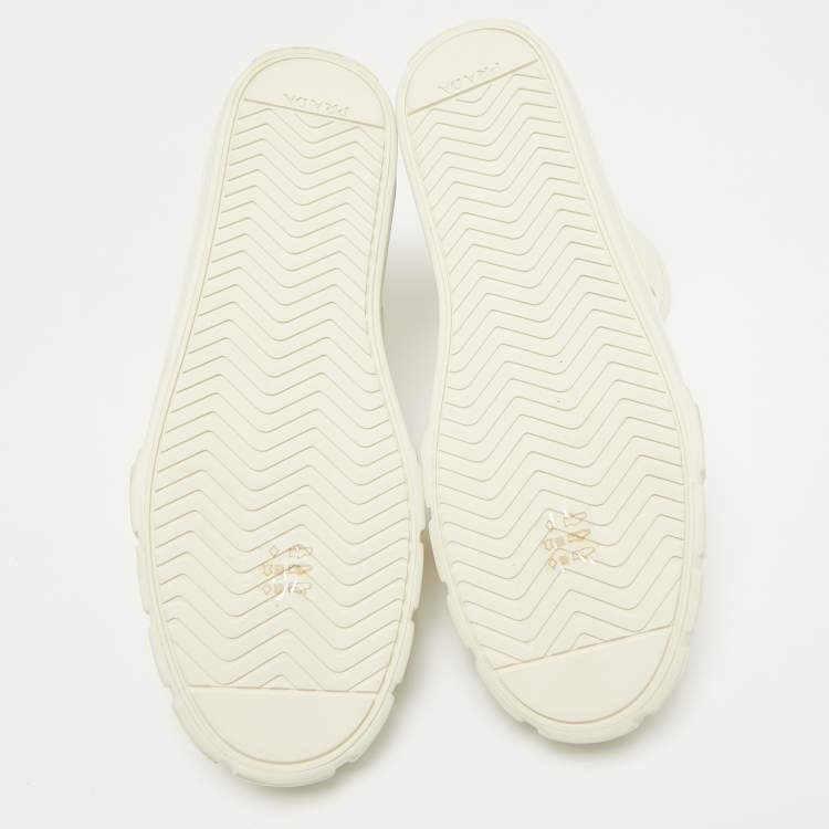 Pre Owned Prada Off White Canvas Gabardine High Top Sneakers Size 40