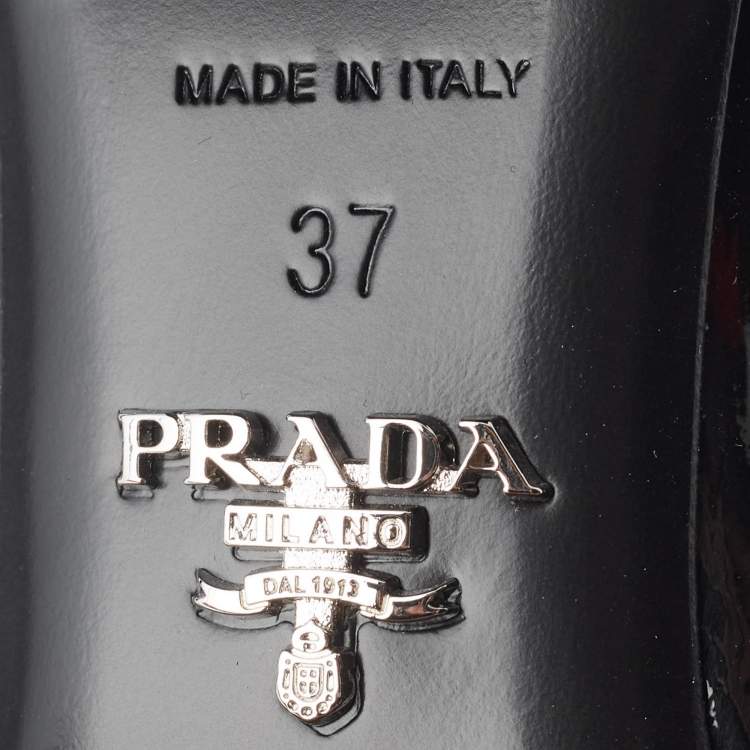 Pre Owned Prada Black Patent Leather Mary Jane Block Heel Pumps Size 37
